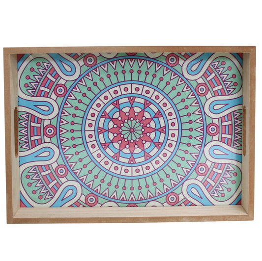 Green Motif Tray S/2